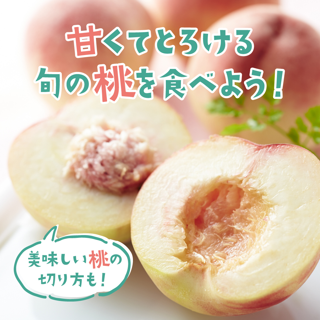 ８月１１日(木)～１２日(金)フルーツフェア開催！　甘くてとろける旬の桃を食べよう！美味しい桃の切り方も♪